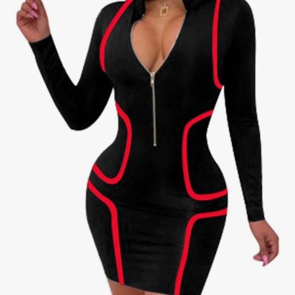 Black and Red Bodycon Dress